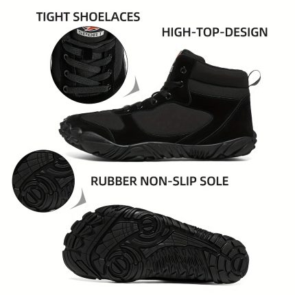 Men'S & Women'S Wide Toe Winter Boots - Thickened Warm Fleece-Lined High-Top Snow Boots with Non-Slip Rubber Sole, Black Casual Outdoor Hiking Boots for Fallu002FWinter, Hiking Boots, Winter Footwear, Modern Winter Footwear, Durable Winter Footwear