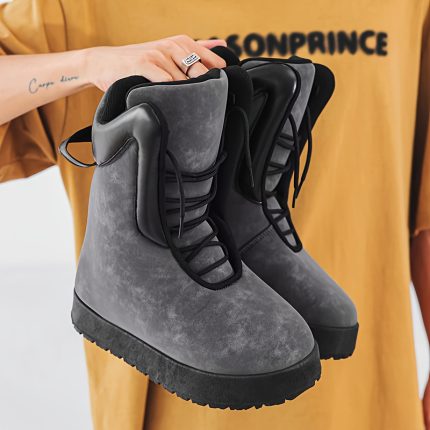 Men's High-Top Snow Boots with Thick Platform Sole & Height Increase - Slip-Resistant TPR Outsole, All-Season Upper, Mustard-Yellow & Orange Accent Design - Lightweight Insulated Ankle Support for Outdoor, Casual & Streetwear (Adjustable Strap Closure), Winter Snow Boots for Men, Winter Boots for Men Extreme Cold, High Quality Snow Boots, Winter Shoes, Winter Shoes for Women