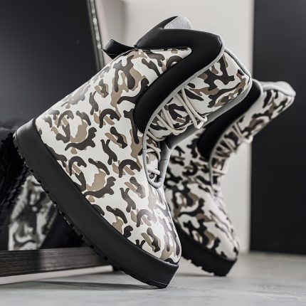 Men'S Winter Boots - Thick Rubber Sole, Non-Slip Traction, Lace-Up Closure, Camouflage Pattern (u002F) - Cold-Resistant Outdoor Boots for Snow, Ice, - Urban Streetwear & Party Wear - Ideal Gift For Men, Snow Boots, Ice Traction Footwear
